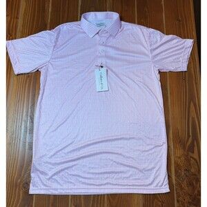 Collars and Co Dress Collar Polo Shirt Mens Large Pink Gingham Check Preppy Golf